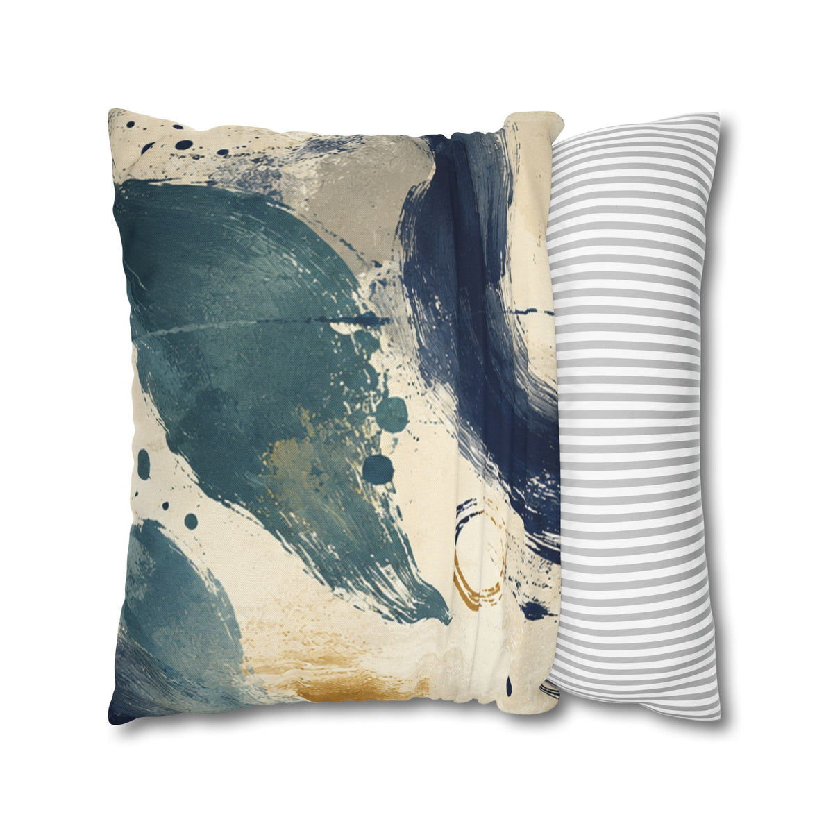 Abstract Navy Brushstroke Pillowcase — Modern Decorative Throw Pillow Cover
