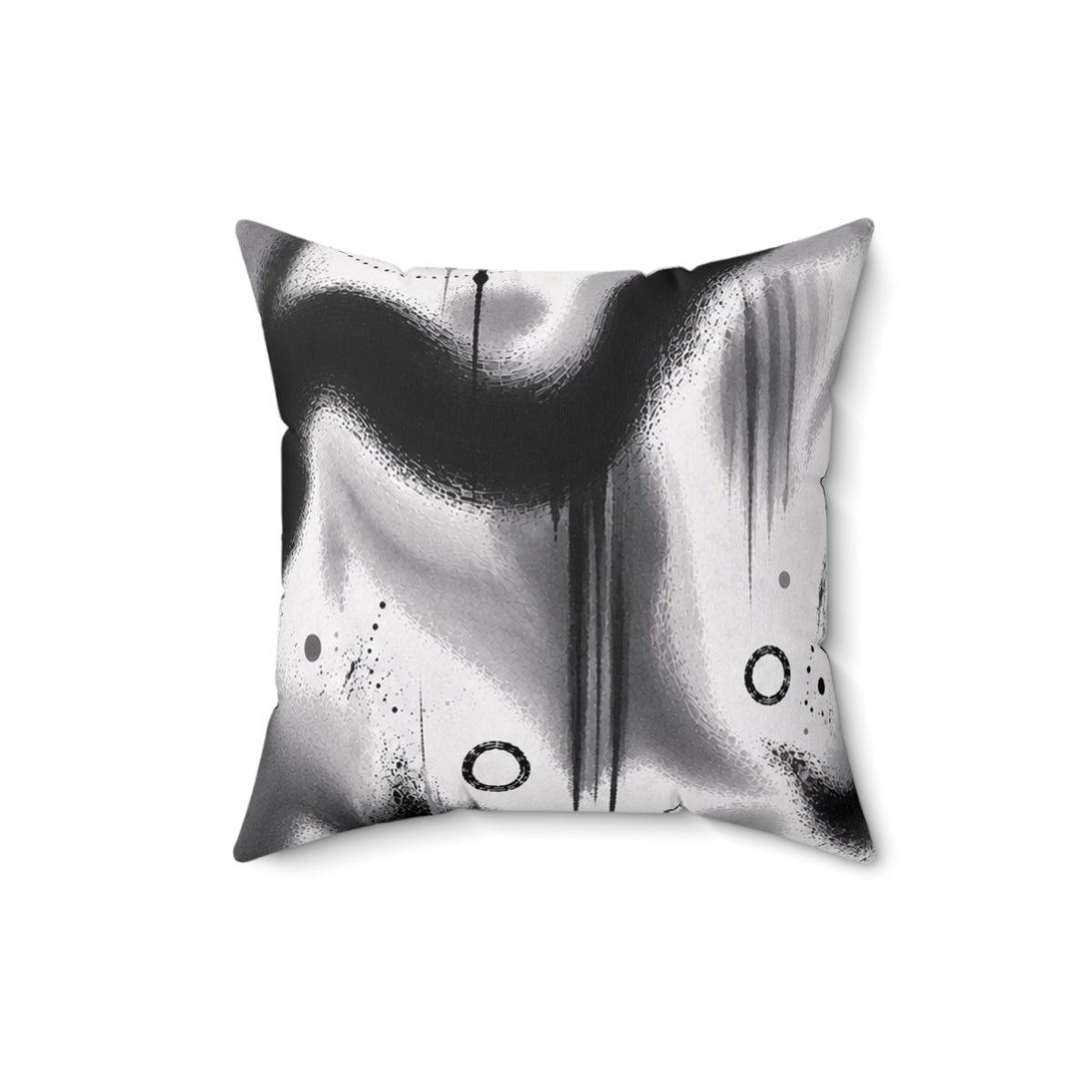 Abstract Black & White Spray Art Square Pillow — Modern Decorative Throw Pillow