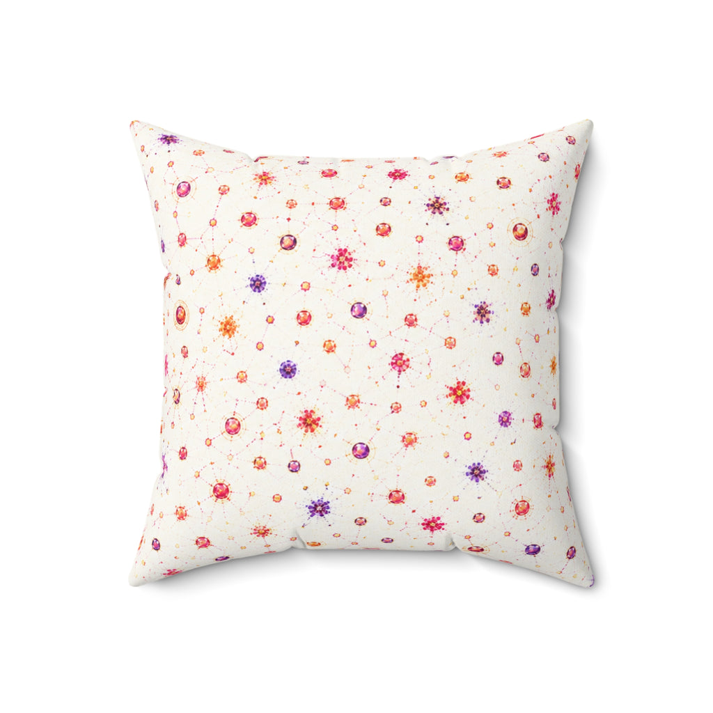 Floral Confetti Square Pillow — Pink & Orange Watercolor Ditsy Throw Pillow