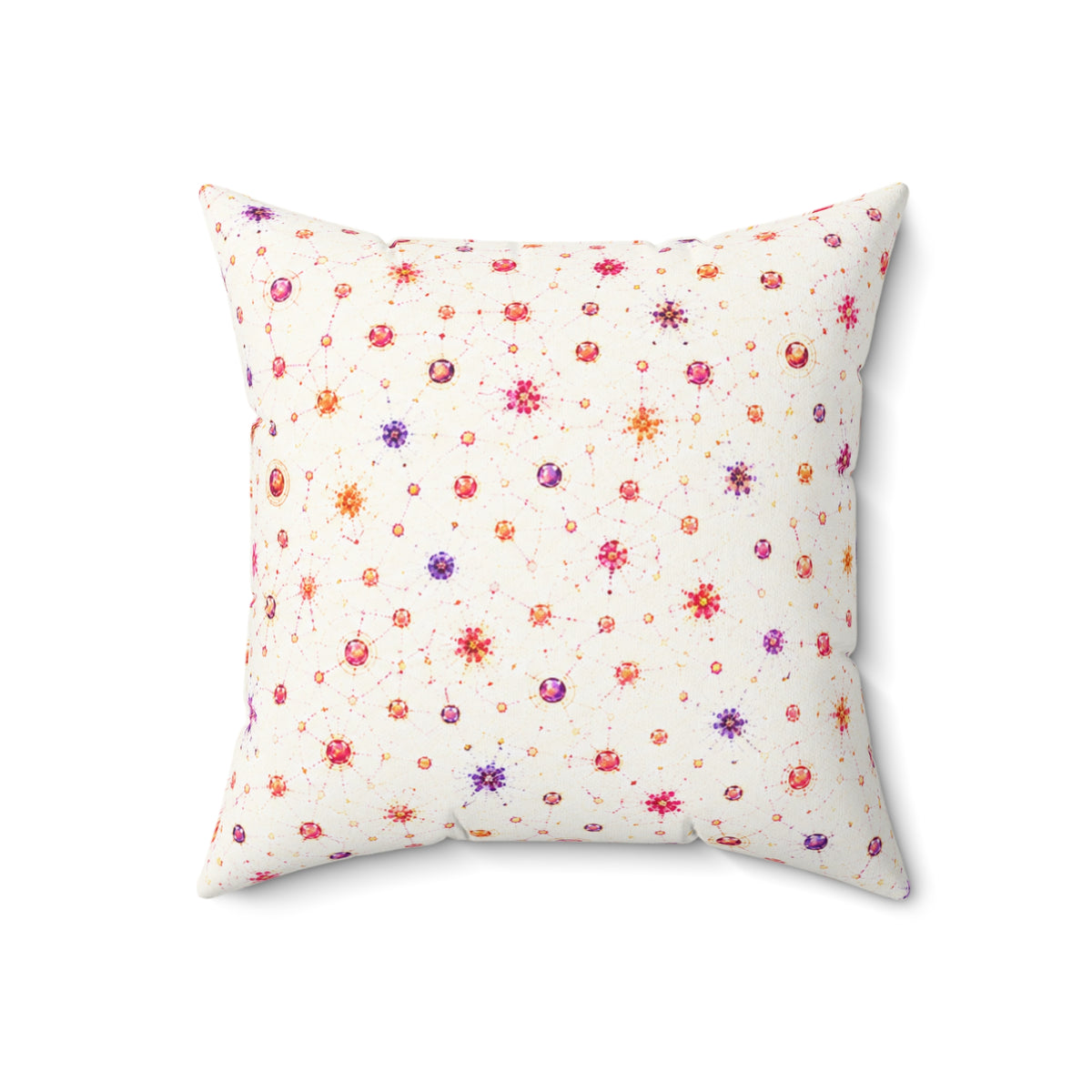 Floral Confetti Square Pillow — Pink & Orange Watercolor Ditsy Throw Pillow