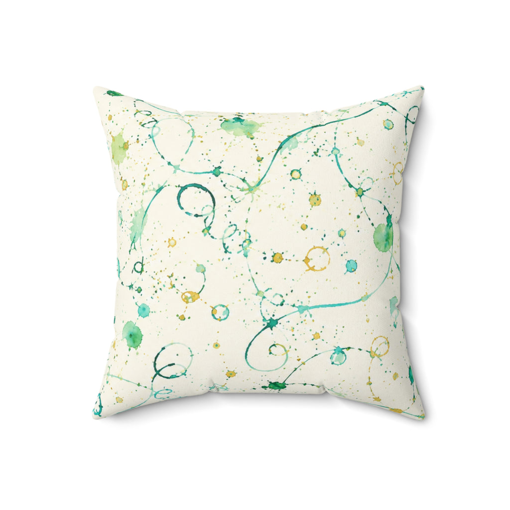Abstract Teal Watercolor Swirl Decorative Pillow