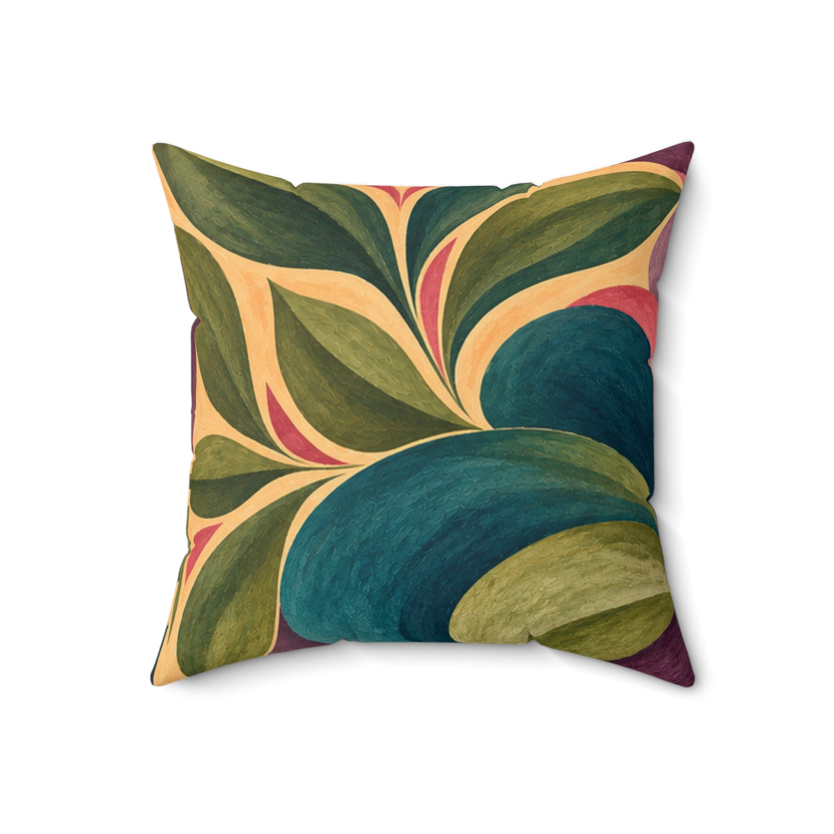 Abstract Floral Throw Pillow — Colorful Hand-Painted Swirl Design