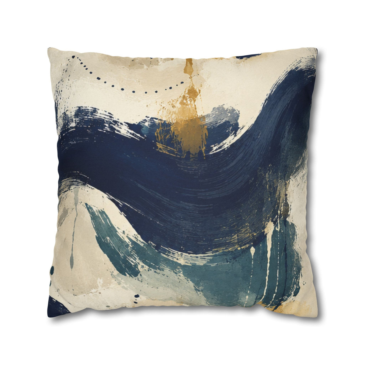Abstract Navy Brushstroke Pillowcase — Modern Decorative Throw Pillow Cover