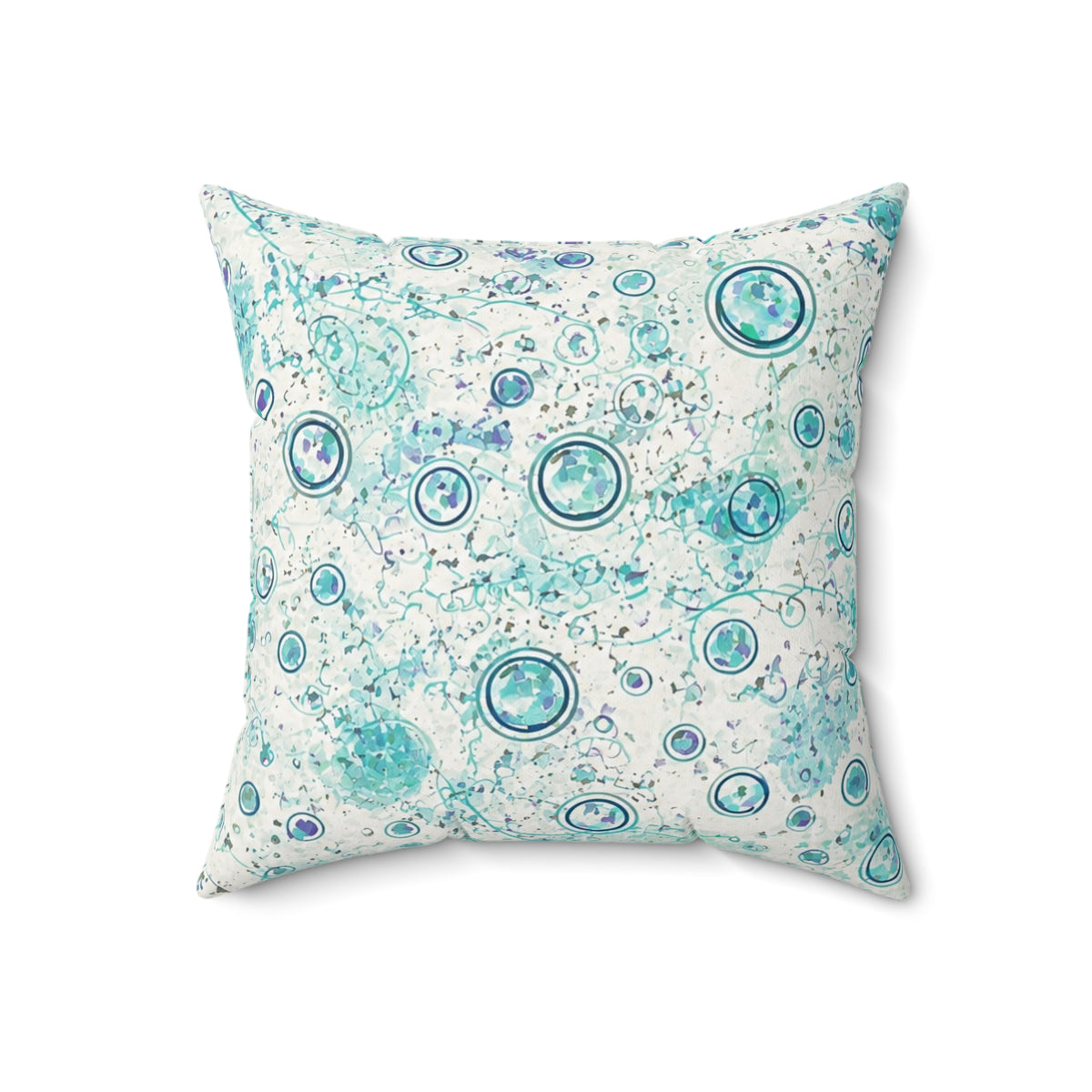 Ocean Bubble Decorative Pillow — Teal Blue Abstract Coastal Accent