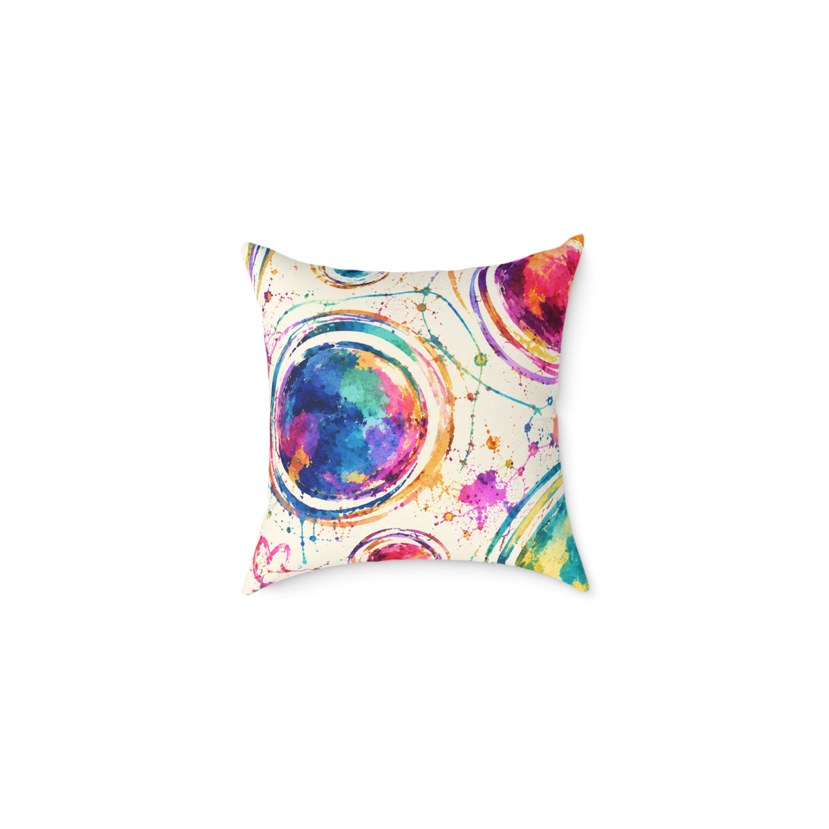 Acrylic Galaxy Circles Pillow — Colorful Abstract Decorative Throw Pillow