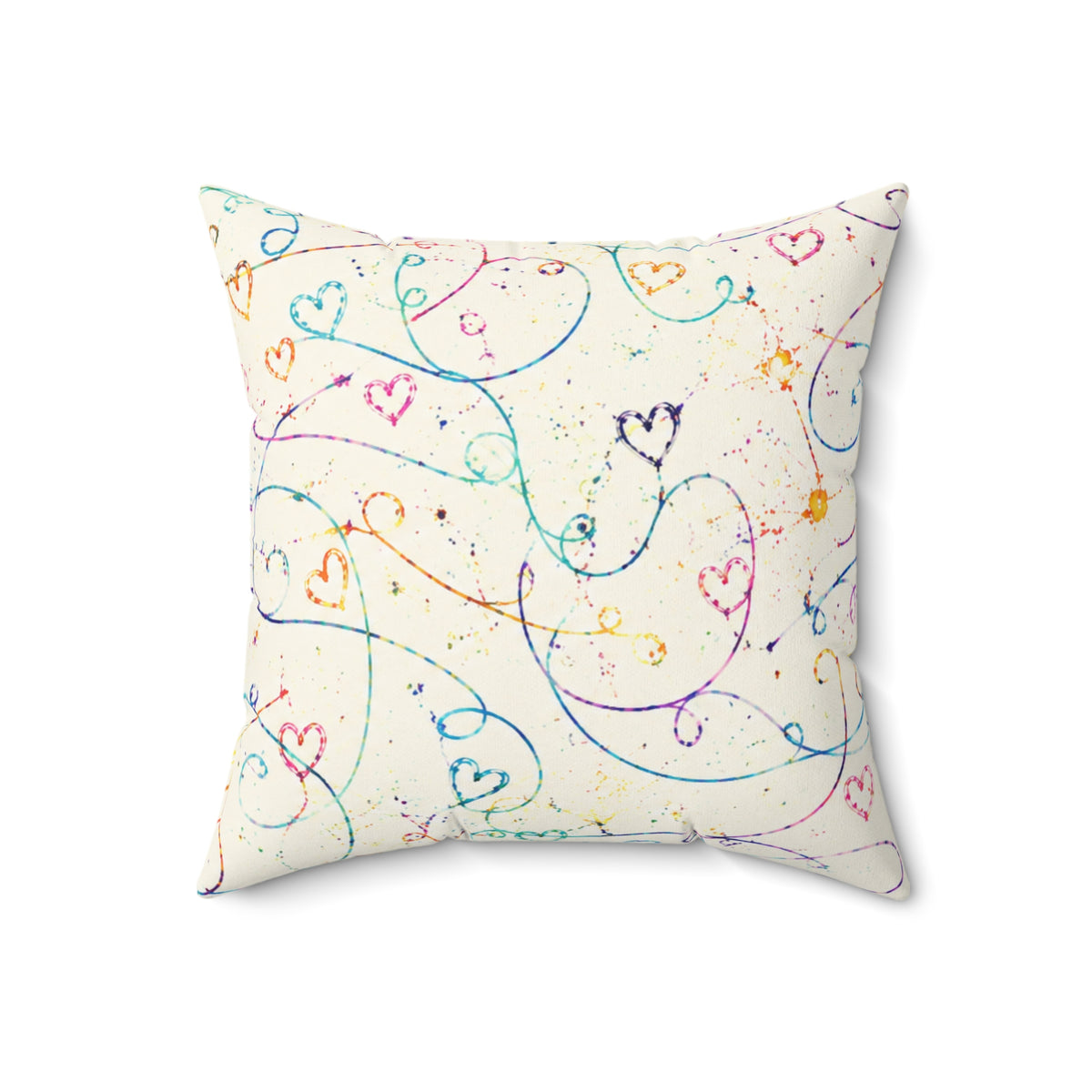 Whimsical Rainbow Heart Swirl Throw Pillow