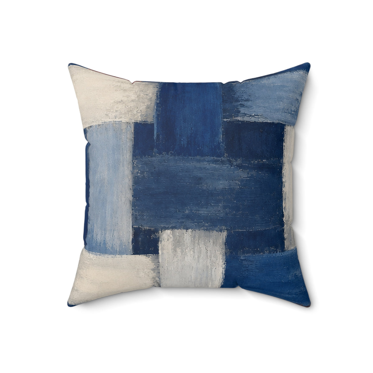 Abstract Blue Patchwork Decorative Pillow