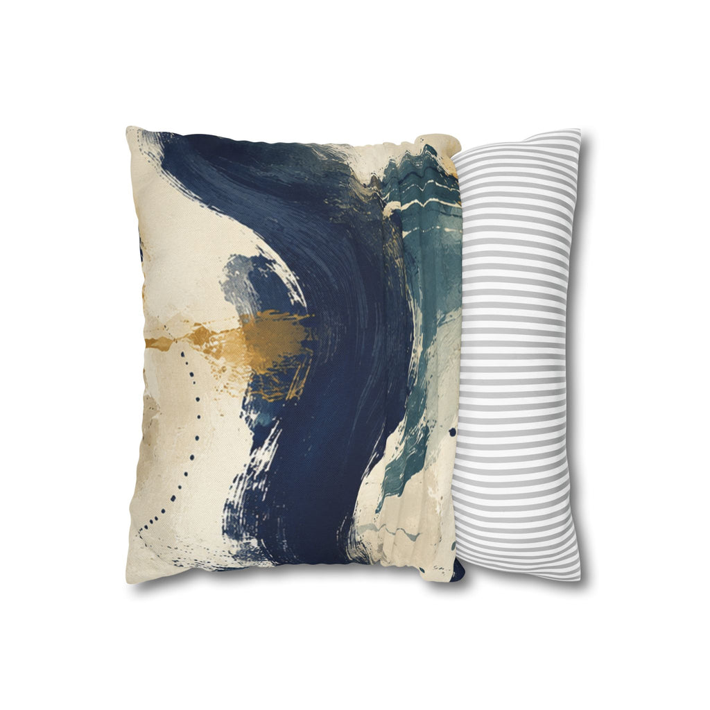 Abstract Navy Brushstroke Pillowcase — Modern Decorative Throw Pillow Cover