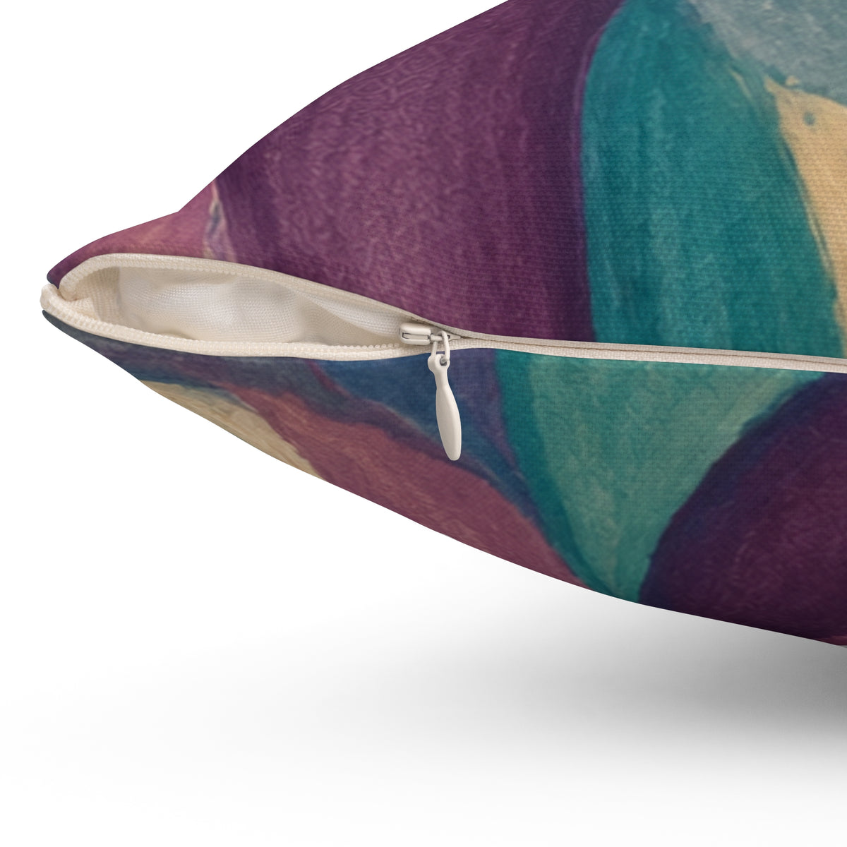 Abstract Teal & Plum Decorative Pillow — Modern Geometric Accent Cushion