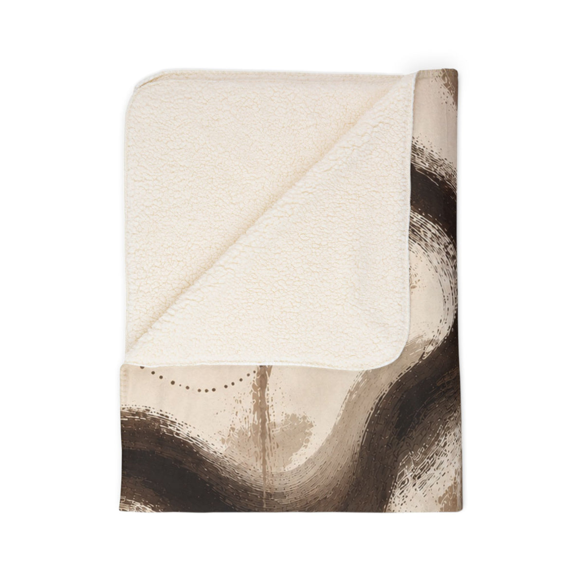 Abstract Earth-Tone Sherpa Blanket — Cozy Neutral Fleece Throw