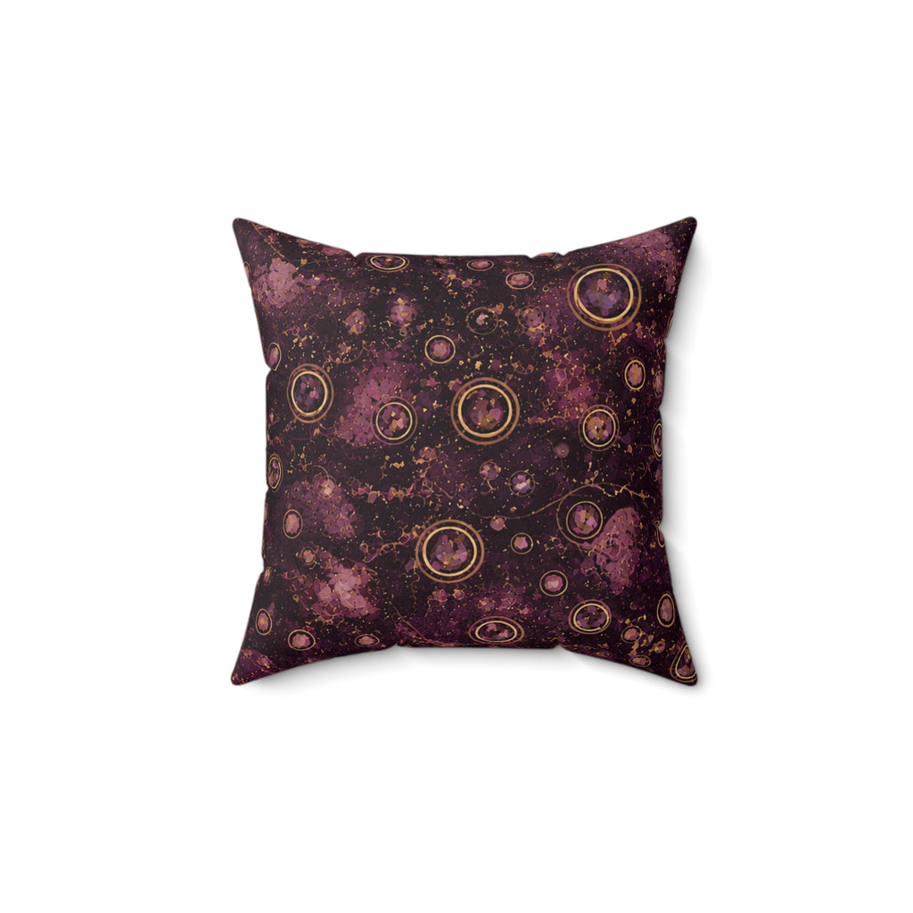 Galaxy Orbit Decorative Pillow — Purple Cosmic Pattern Square Throw Pillow