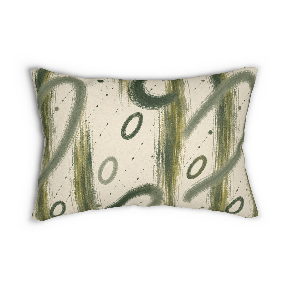 Abstract Olive Brushstroke Lumbar Pillow