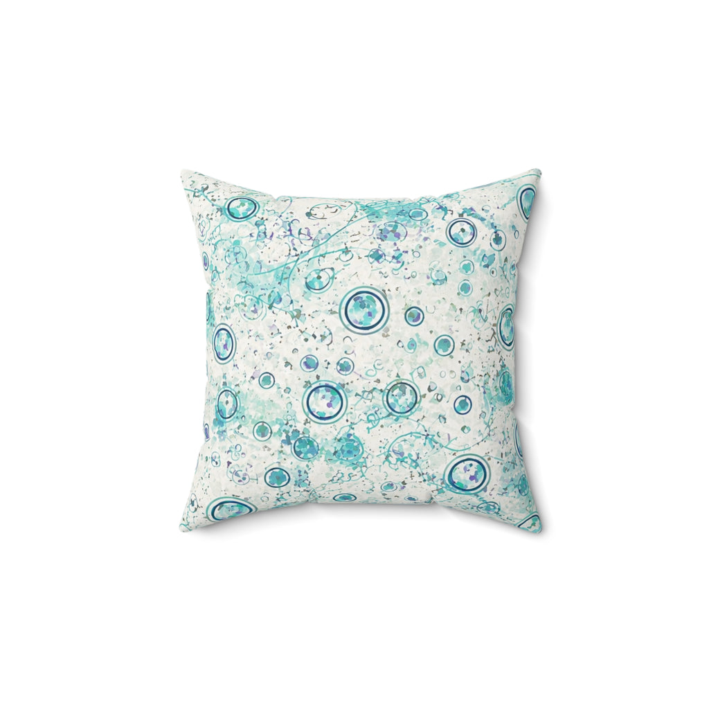 Ocean Bubble Decorative Pillow — Teal Blue Abstract Coastal Accent