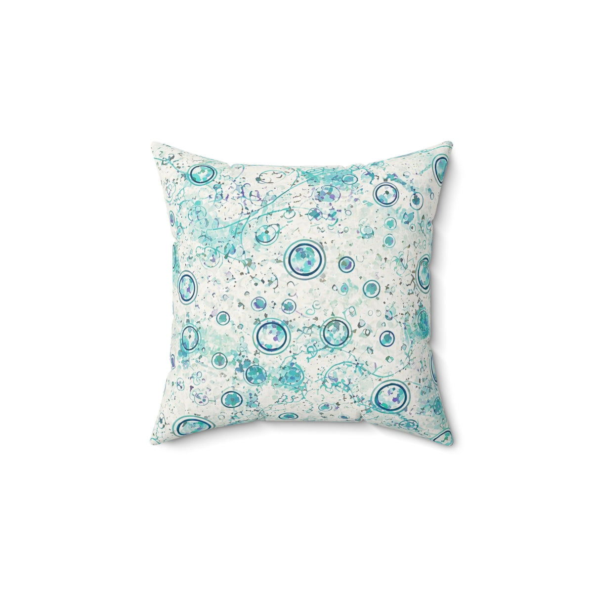 Ocean Bubble Decorative Pillow — Teal Blue Abstract Coastal Accent