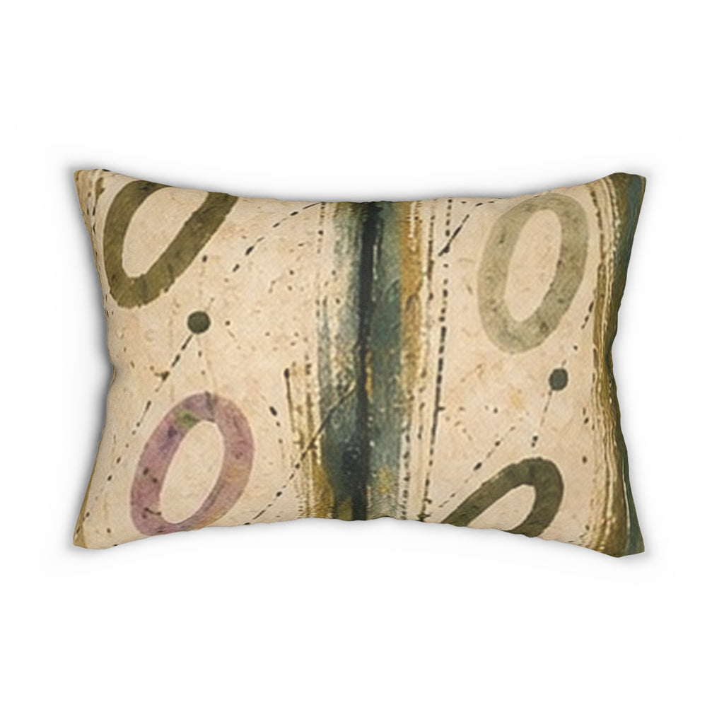 Abstract Vintage Rings Lumbar Pillow — Mid-Century Boho Throw Pillow