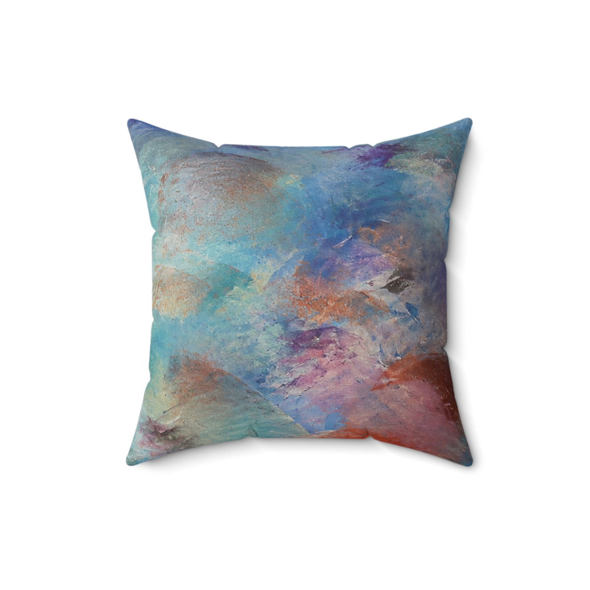Abstract oceanic Square Pillow — Colorful Watercolor Accent Cushion