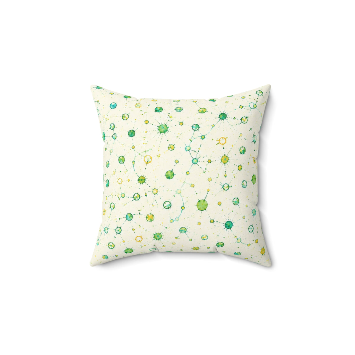 Green Watercolor Dot Decorative Pillow — Floral Speckle Pattern Accent Cushion