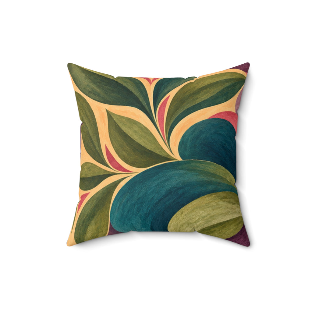 Abstract Floral Throw Pillow — Colorful Hand-Painted Swirl Design