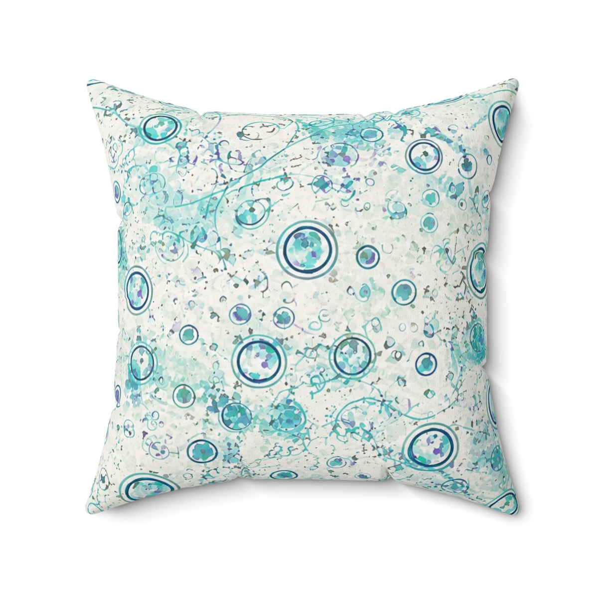 Ocean Bubble Decorative Pillow — Teal Blue Abstract Coastal Accent