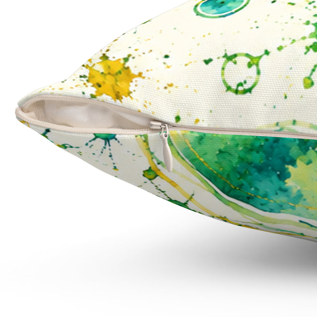 Watercolor Planet Pattern Square Pillow – Green & Teal Orb Decorative Throw Pillow