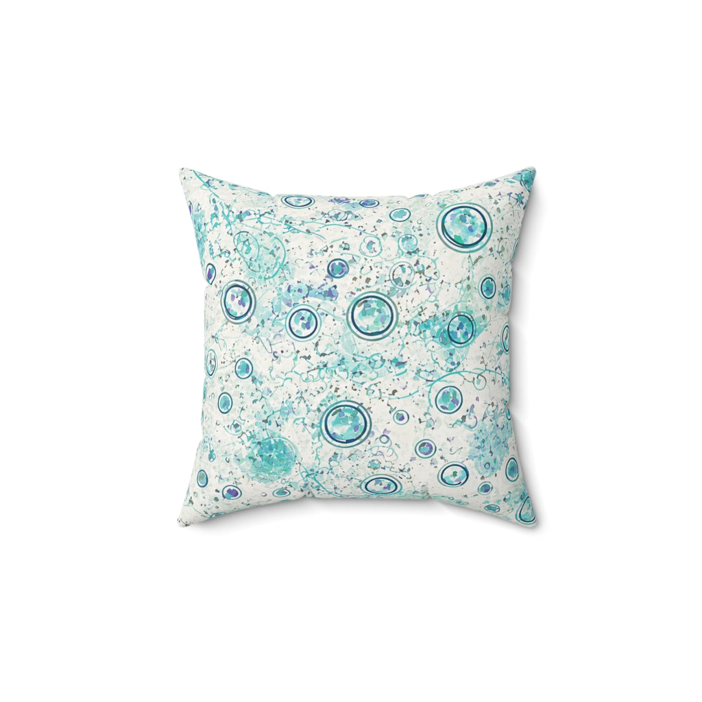 Ocean Bubble Decorative Pillow — Teal Blue Abstract Coastal Accent