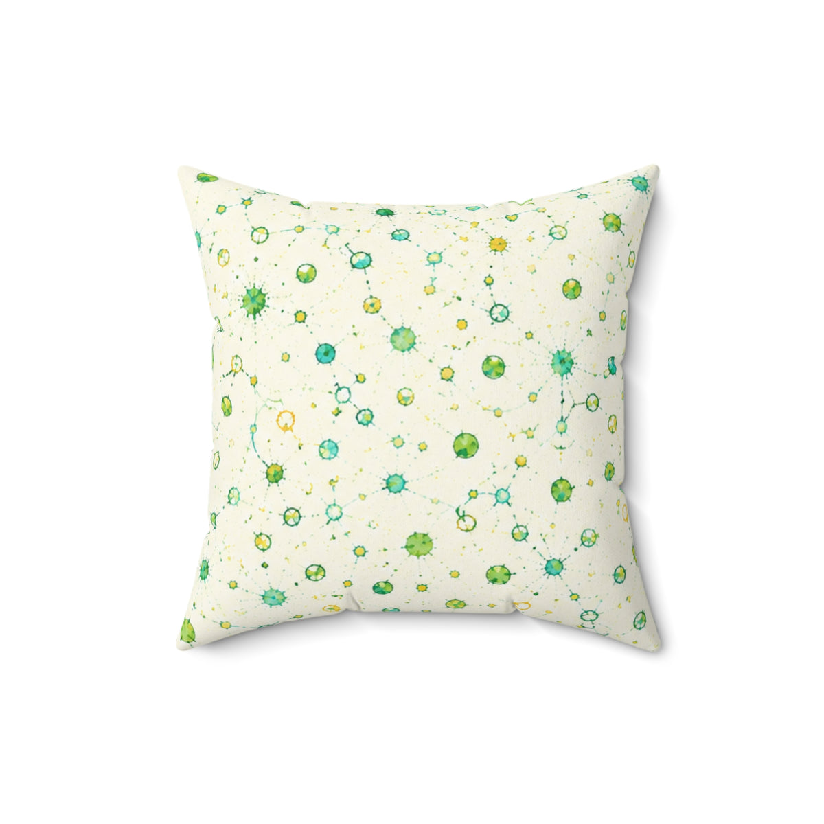 Green Watercolor Dot Decorative Pillow — Floral Speckle Pattern Accent Cushion