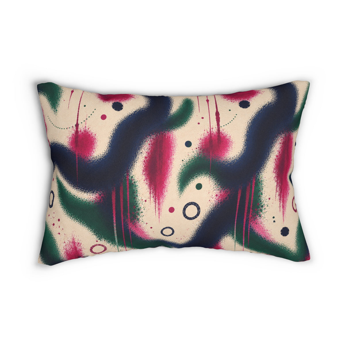 Abstract Spray-Paint Lumbar Pillow — Retro Graffiti Accent Cushion