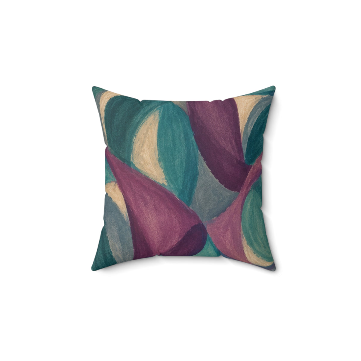 Abstract Teal & Plum Decorative Pillow — Modern Geometric Accent Cushion