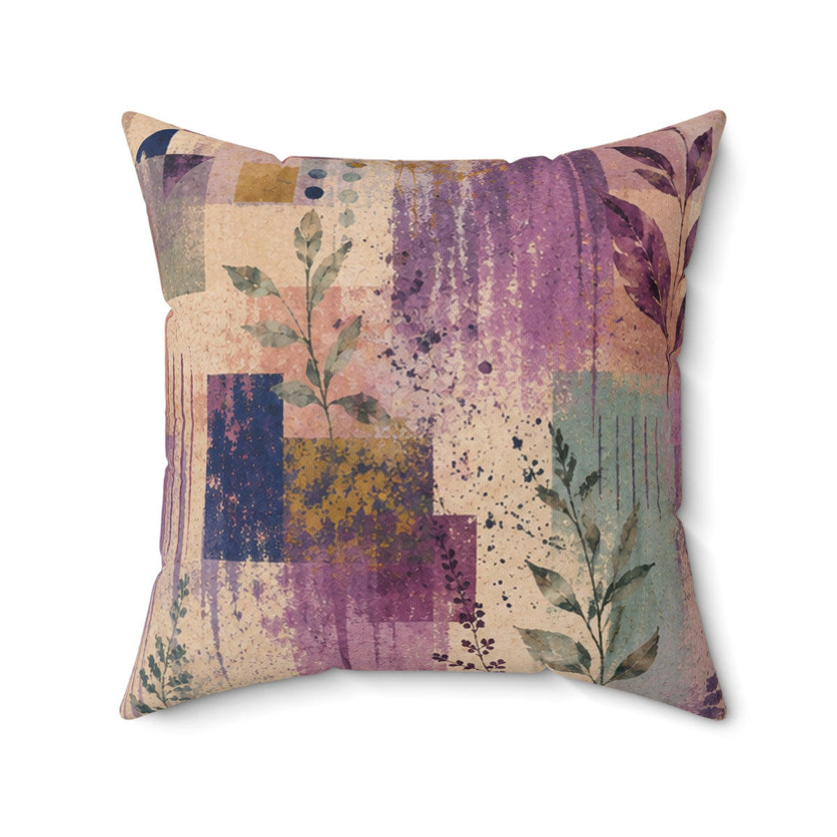Abstract Floral Square Pillow — Pastel Geometric Accent Cushion
