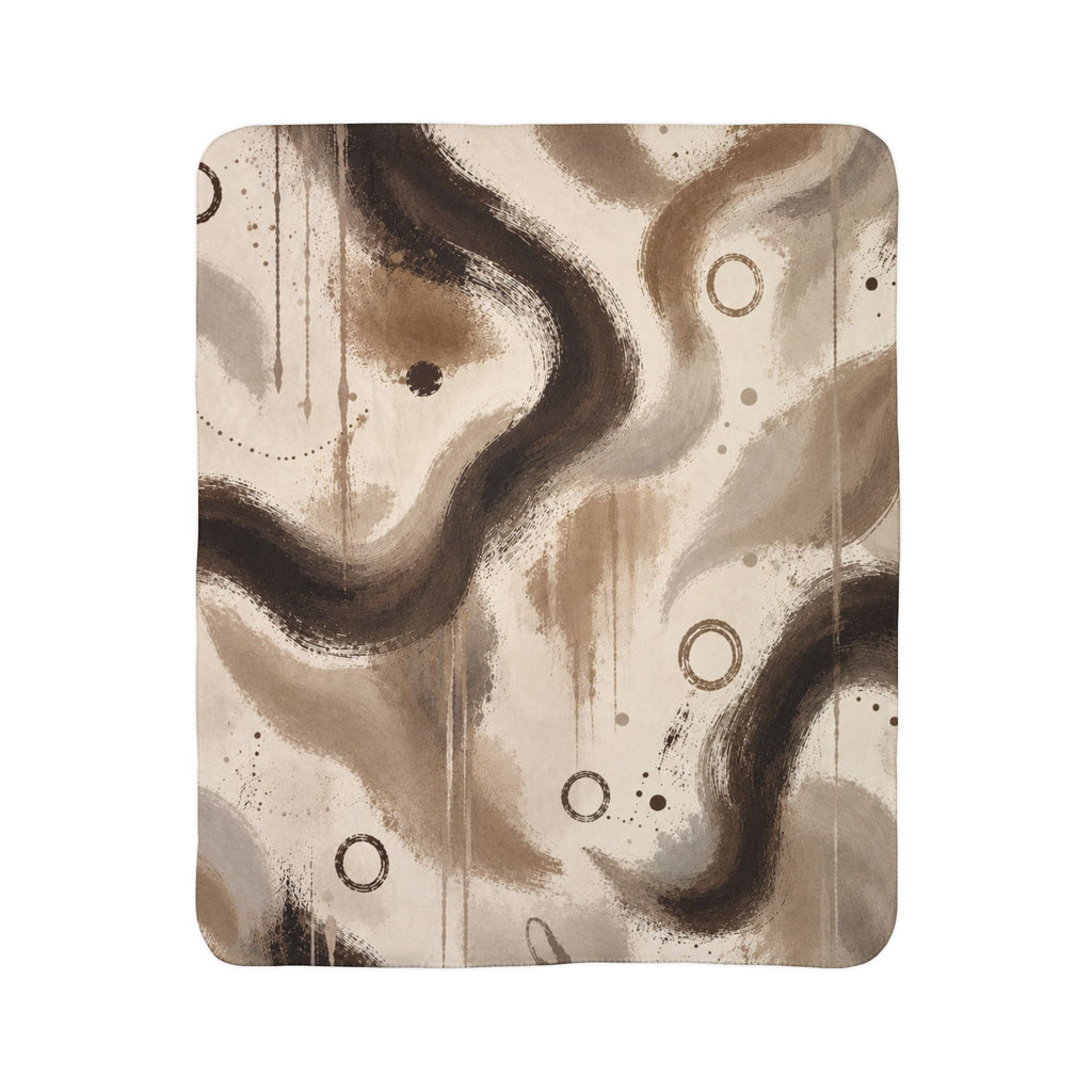 Abstract Earth-Tone Sherpa Blanket — Cozy Neutral Fleece Throw