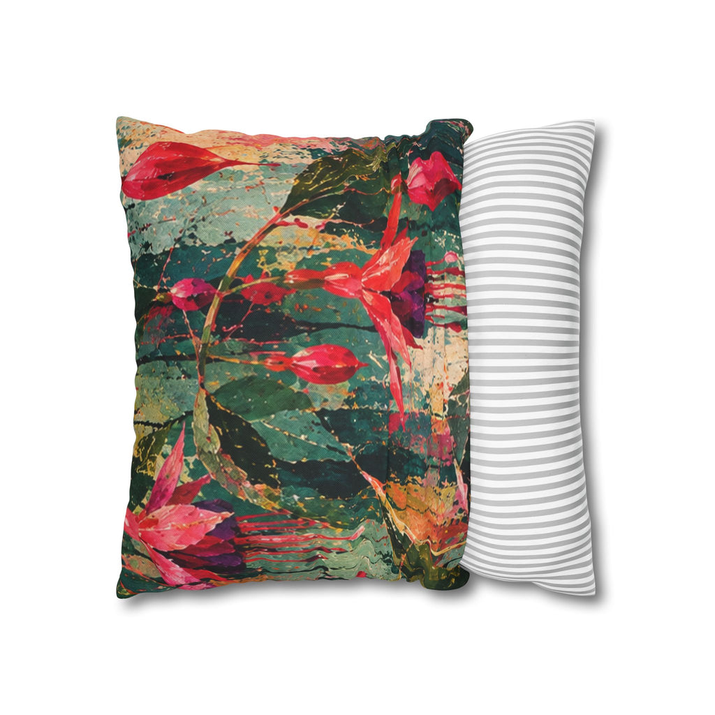 Cushion  covers soft botanical Red Floral Decorative Pillowcase - Vibrant Botanical Accent