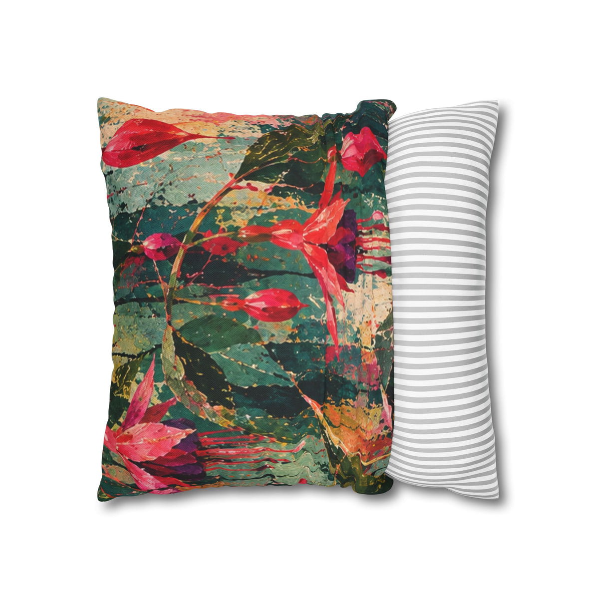 Cushion  covers soft botanical Red Floral Decorative Pillowcase - Vibrant Botanical Accent