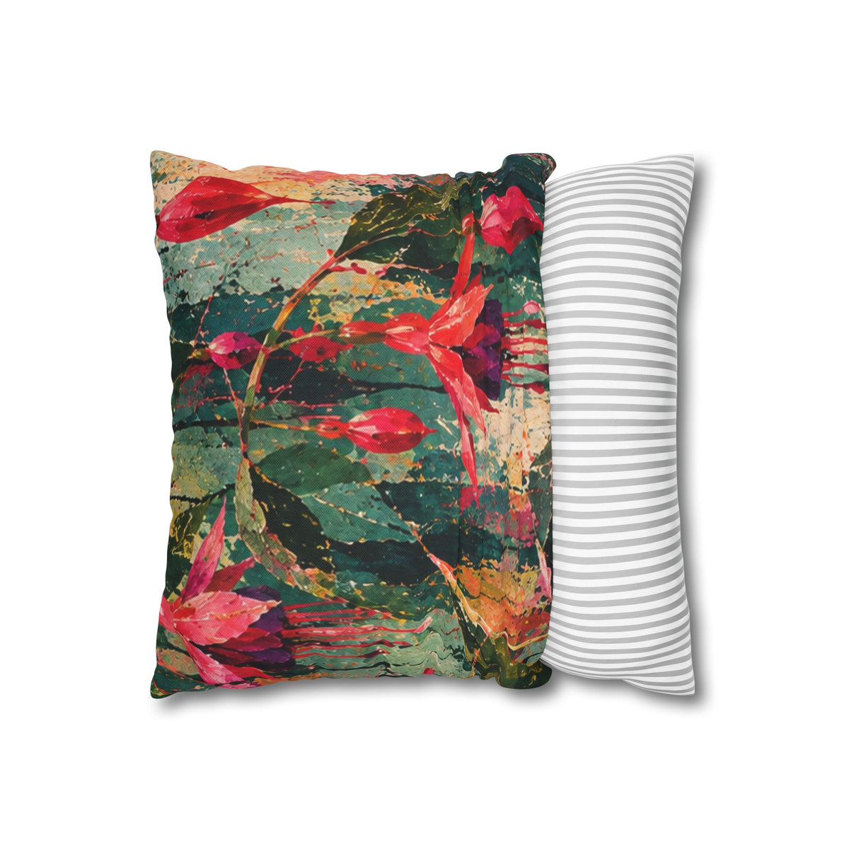 Cushion  covers soft botanical Red Floral Decorative Pillowcase - Vibrant Botanical Accent