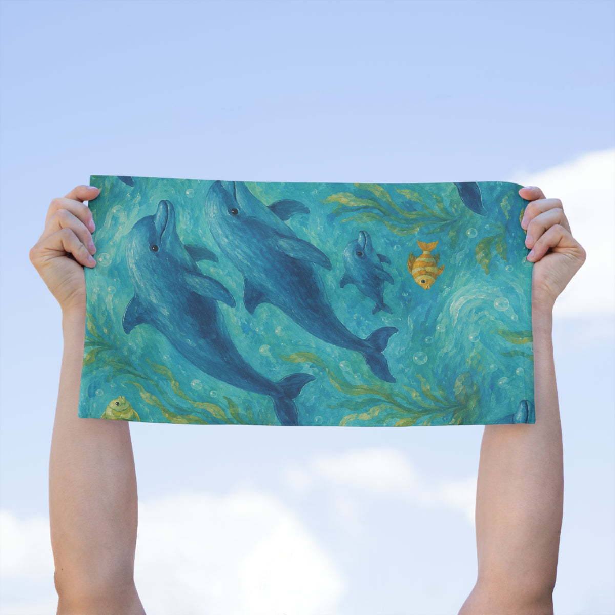 Dolphin Rally Towel — 11x18 Beach & Pool Game Day Towel