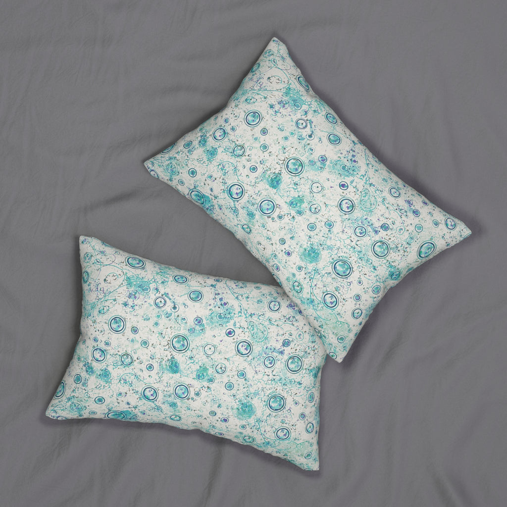 Ocean Bubble Lumbar Pillow — Teal Aqua Seafoam Decorative Cushion