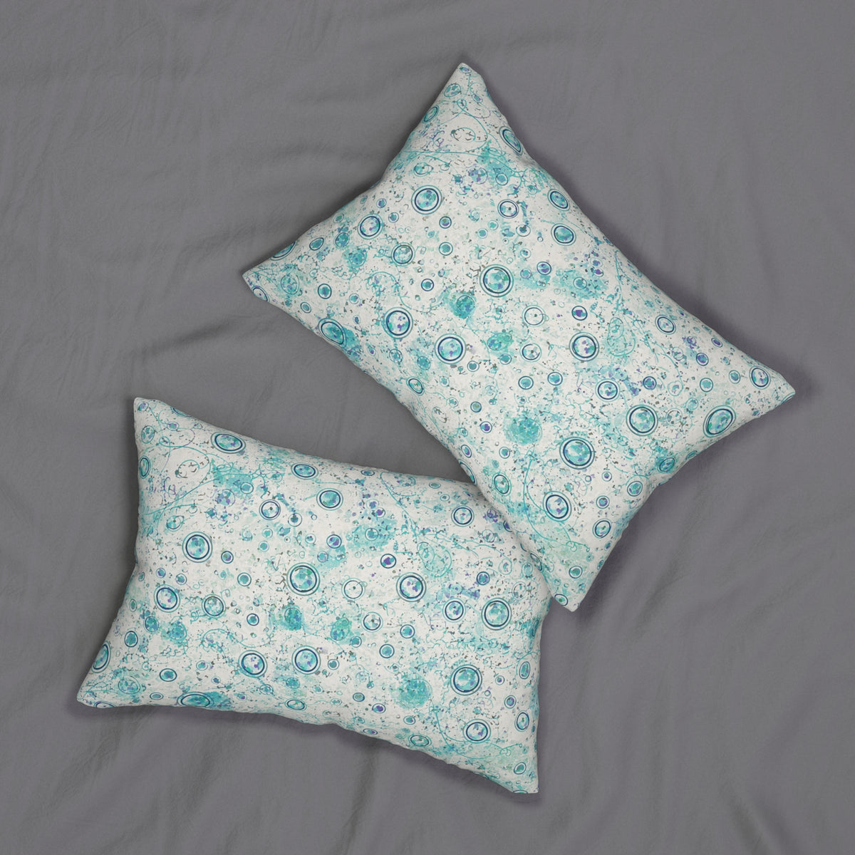 Ocean Bubble Lumbar Pillow — Teal Aqua Seafoam Decorative Cushion