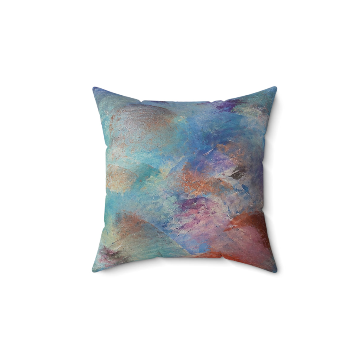 Abstract oceanic Square Pillow — Colorful Watercolor Accent Cushion