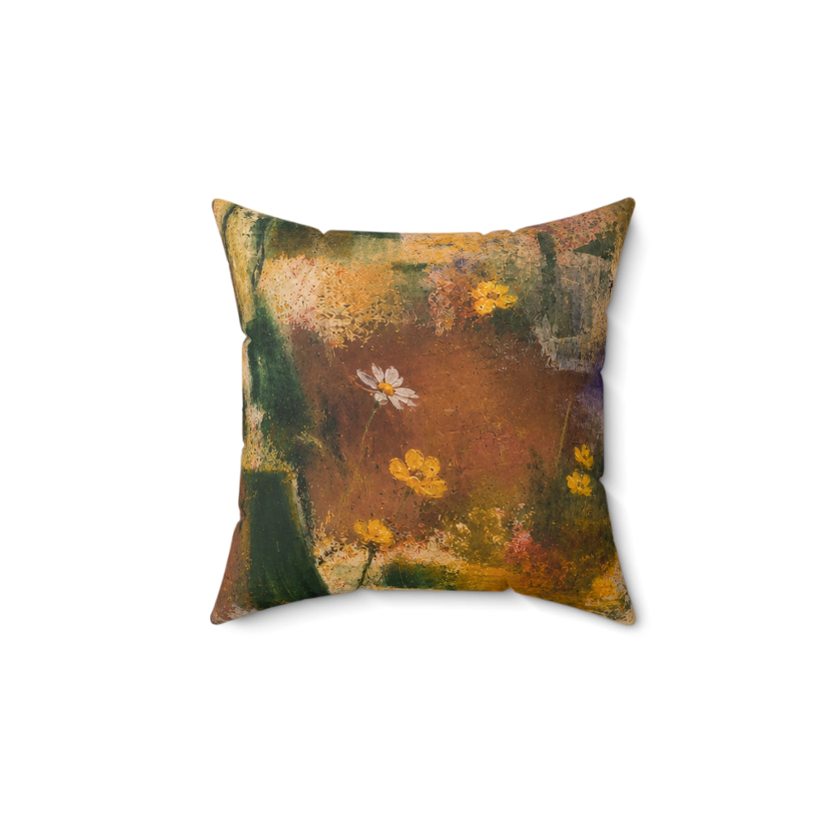 Daisy Field Decorative Pillow — Vintage Floral Art Throw Cushion