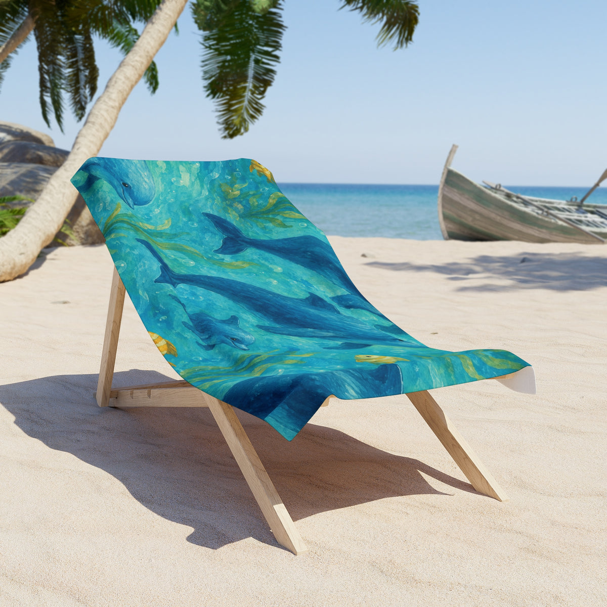 Dolphin Splash Beach Towel — Vibrant Ocean Swim Design