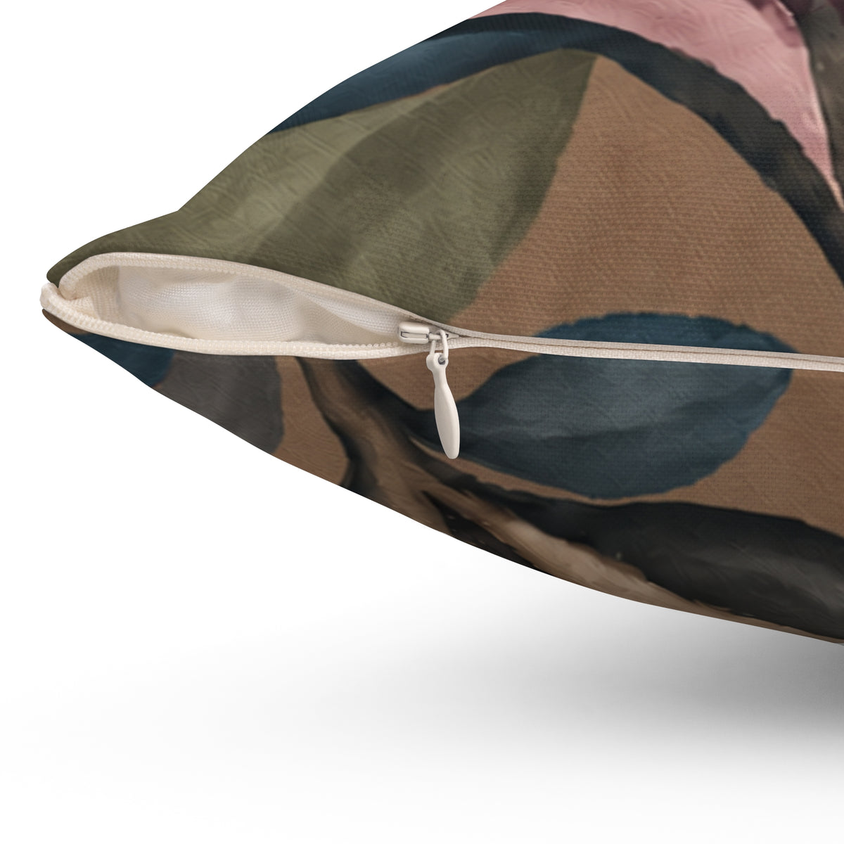 Botanical Velvet Floral Pillow — Mauve Magnolia Decorative Cushion