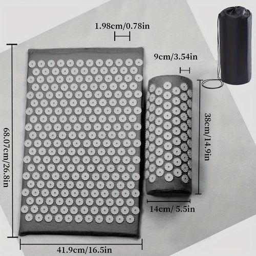 3Pcs Yoga Acupressure Massage Mat Set(Dark Gray)-1